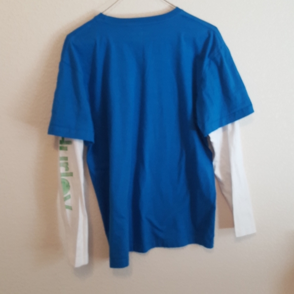 Hurley Blue Green Long Sleeve Shirt XLg - Picture 4 of 5
